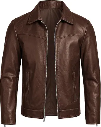 Runcati Men's Leather Motorcycle Biker Casual Faux Leather Outwear