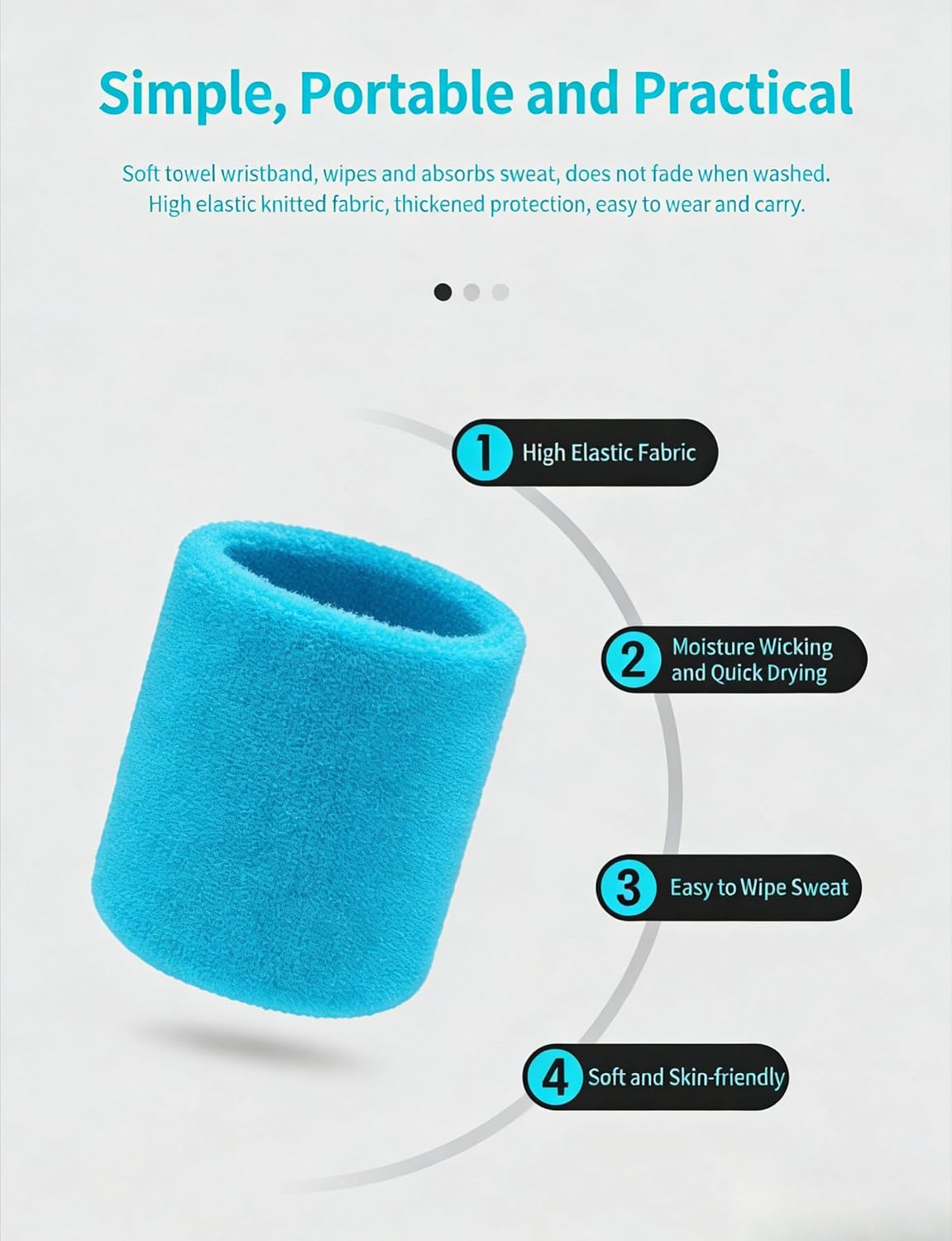 Six-Pack Sports Sweat-Absorbing Cotton Wristbands, Suitable for Basketball and Badminton, Fitness, Running, Sprain Protection, and Joint Towel Wristbands