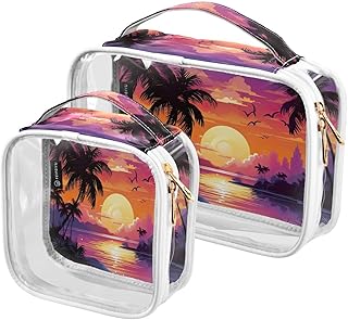 2Pcs Coconut Tree Cosmetic Bags,Clear Makeup ...