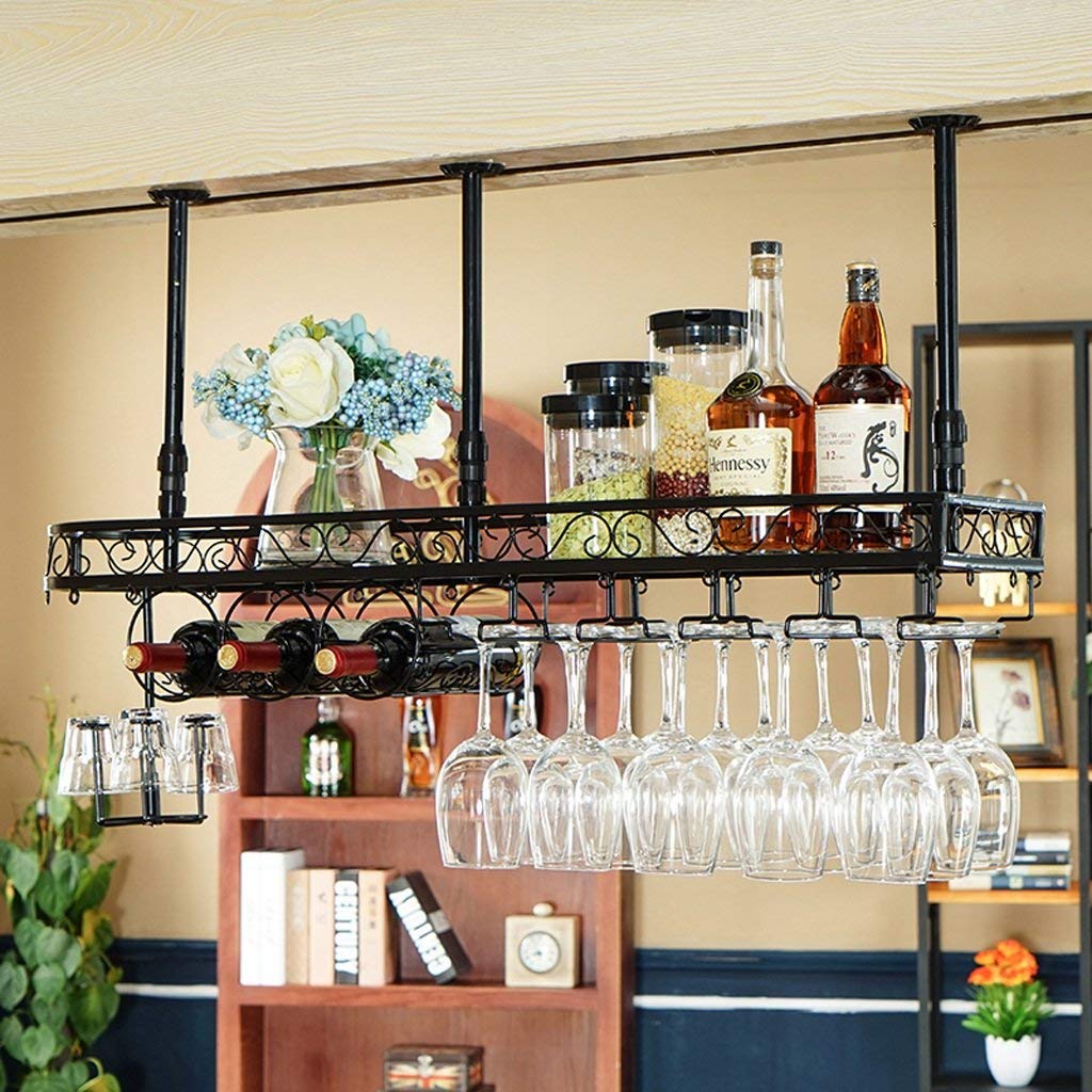 Table de bar avec porte-gobelet de verre à vin rouge en finition noir mat