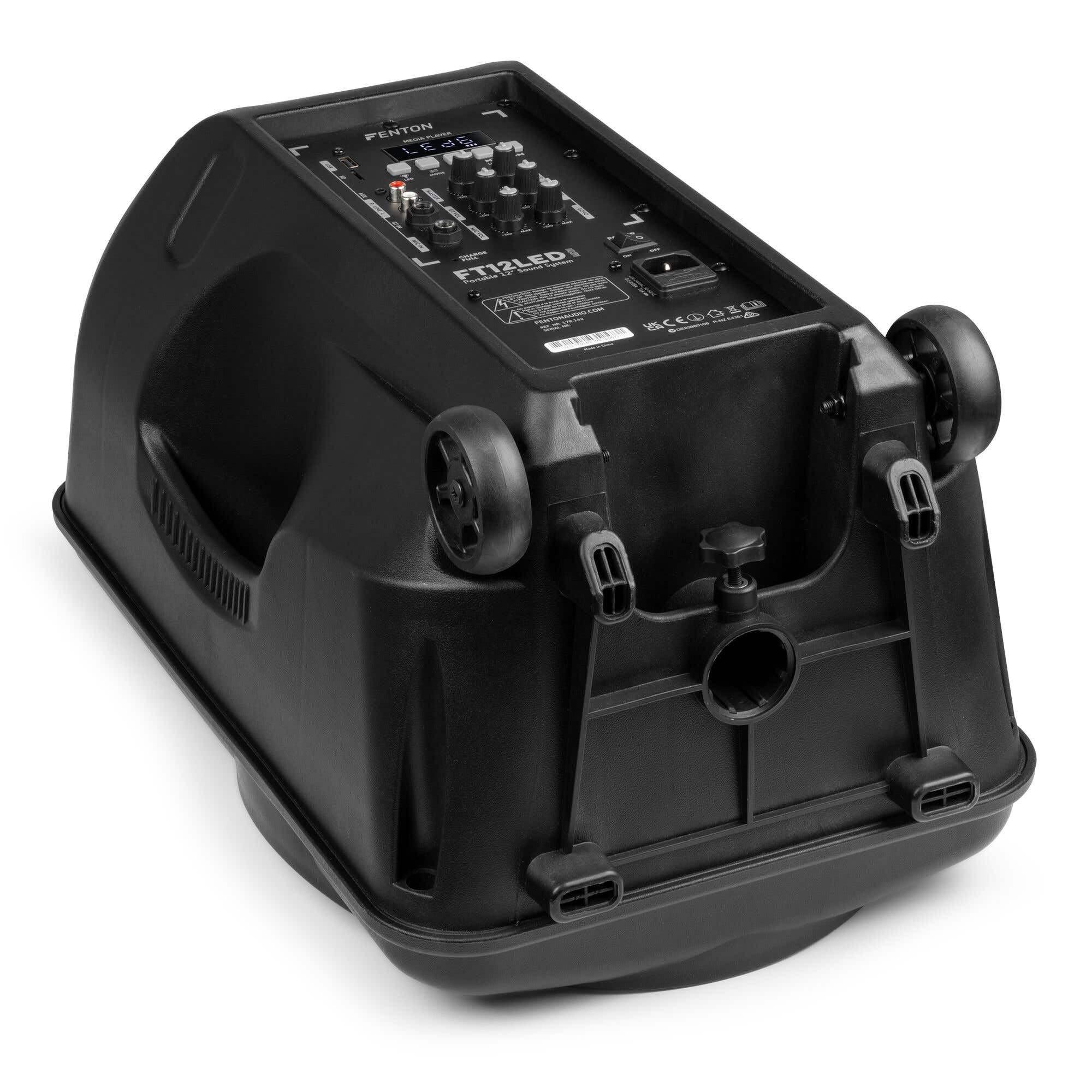 FENTON 170.162 FT12MK2 Sistema Portatile attivo da 700W, con illuminazione LED RGB Woofer da 12” con BT/USB / MP3 e Microfono UHF, Nero (700, Watt) [Classe di efficienza energetica A]