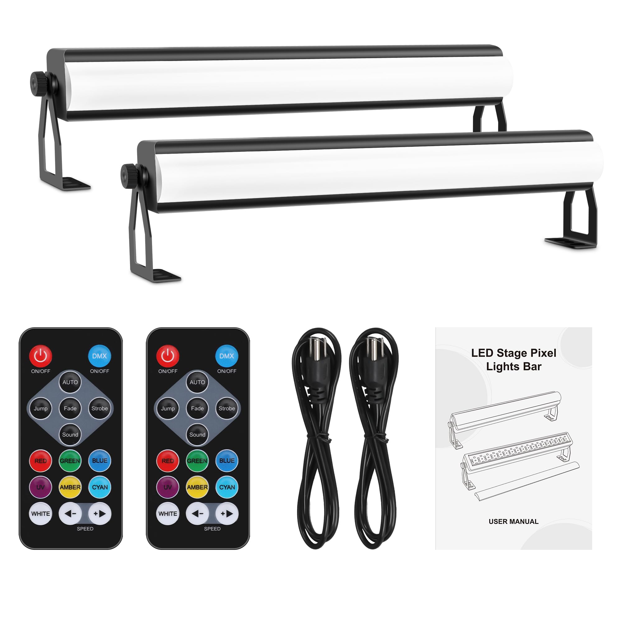 Barra de luces LED para escenario, 40 W, 108 LED RGB+W, DMX, barra de luces con cubierta desmontable, 2 en 1, píxeles y efectos de iluminación estroboscópica por control remoto DMX512