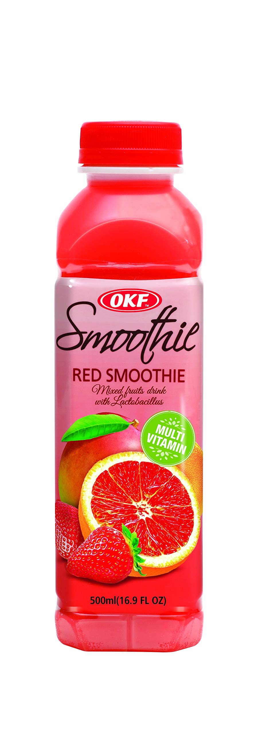 OKF Smoothie, Multi Vitamin Premium New Drink, 16.9 Fluid Ounce (Red Smoothie, 6 Pack)