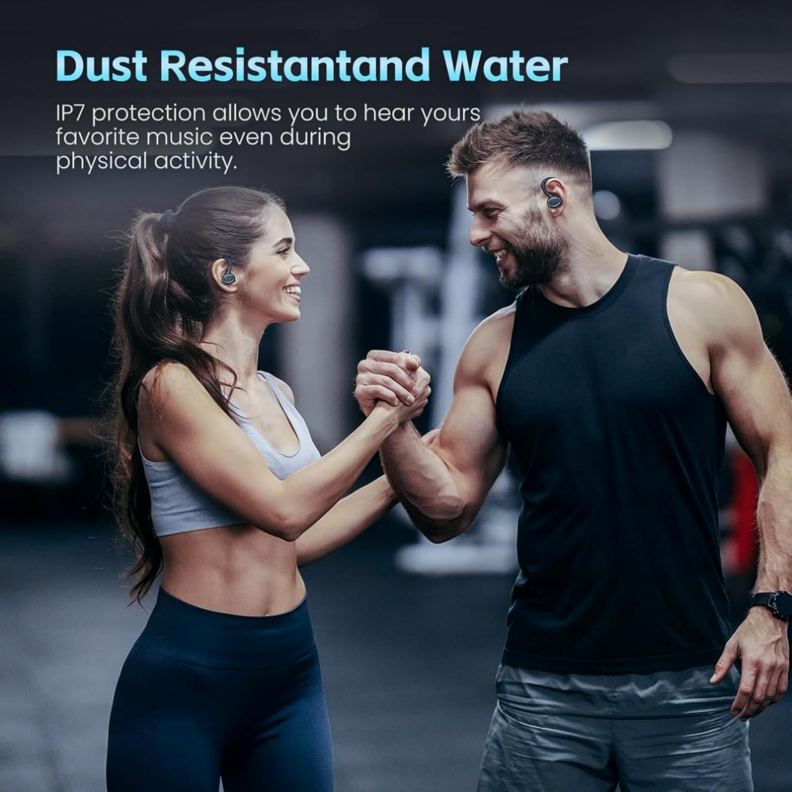 Auriculares inalámbricos Bluetooth 5.3, auriculares estéreo, micrófono ENC con cancelación de ruido, IPX7, impermeables, con gancho para Android, iOS, teléfonos inteligentes, portátiles