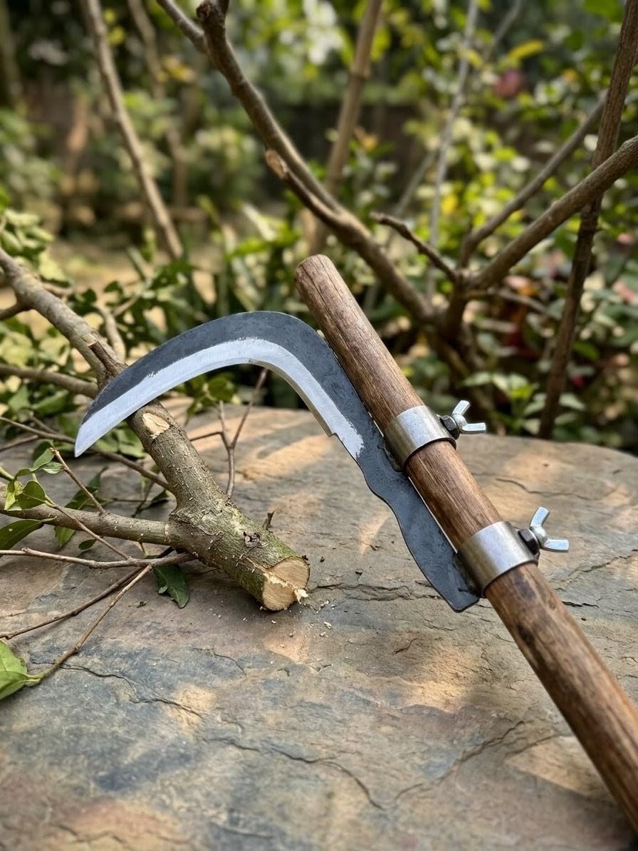 Garden Pruning Sickle Curved Branch Cutter | Sharp Iron Blade, Adjustable Wing Nuts, Rust-Resistant Build, Ergonomic Grip, Versatile Farm Use-image-21