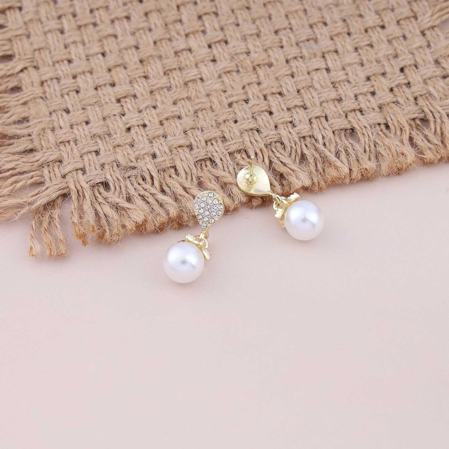 Vintage Crystal Pearl Dangle Earrings Rhinestone Pearl Earrings Crystal Teardrop Stud Earrings Sparkly Pearl Stud Earrings Jewelry for Women - Image 6