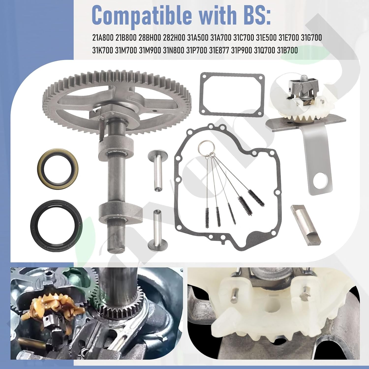 84005207 793880 Camshaft Kit - 691968 Governor Gear/Oil Slinger Compatible With B&S 795102 391764 791942 272475 Include 795387 Oil Seal 697110 Crankcase Gasket