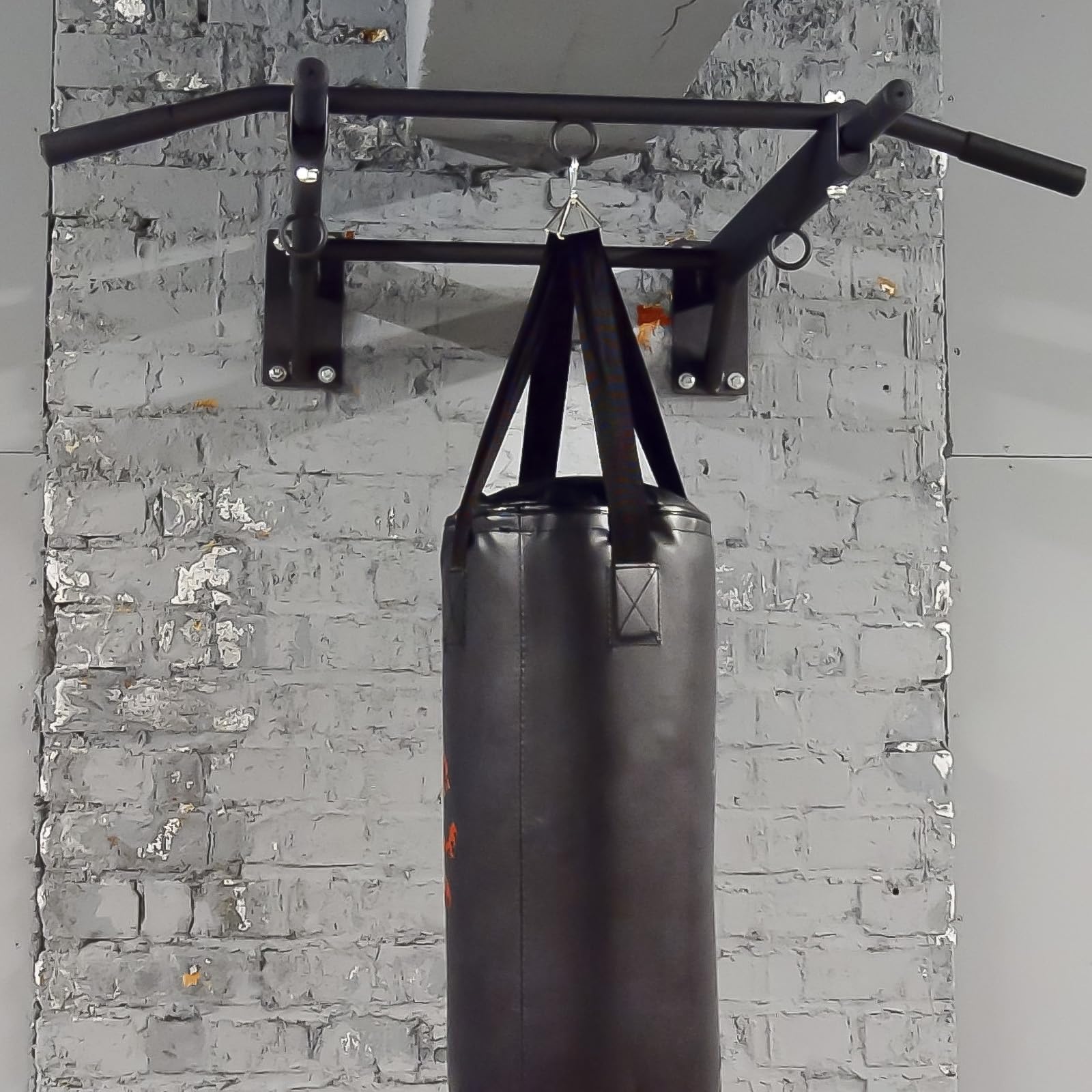 Hansson Sports® Barra per trazioni, montaggio a parete, portata fino a 350 kg, 3 occhielli per sacco da boxe, trx o imbracatura, tasselli pesanti e viti per il montaggio