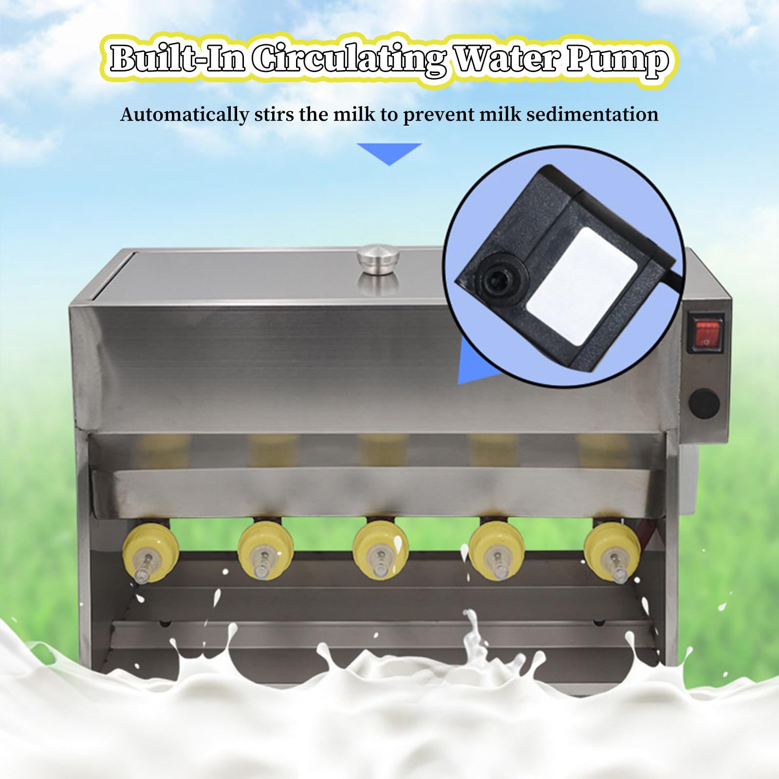 Alimentador automático de leche con simulación de sonido, protección segura contra quemaduras en seco, alimentador de pezón 10/14, duradero y fácil de limpiar, simula la voz de la siembra, versión