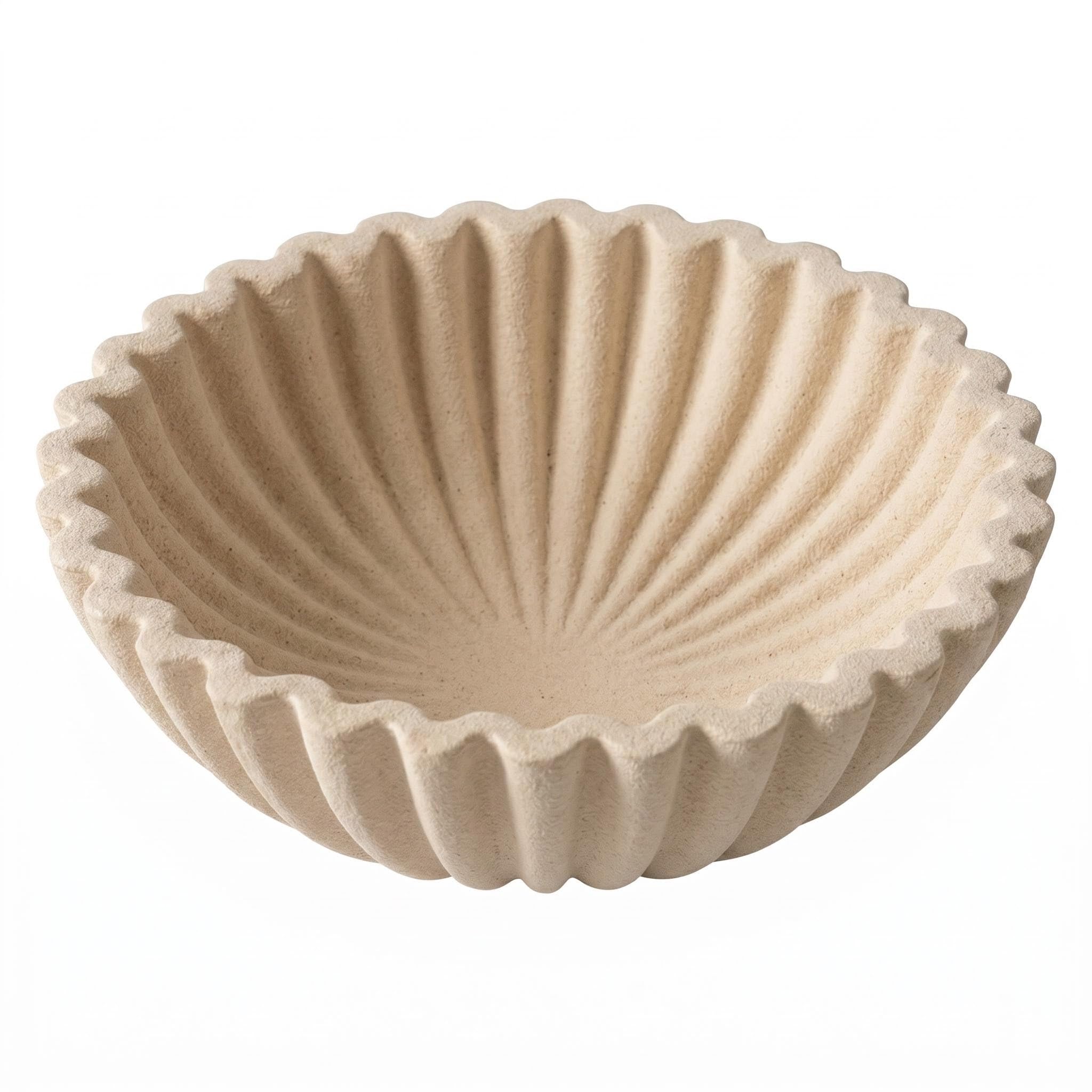 Photo 1 of Small decorative key bowl with pleated edges, 5.8-inch white - suitable for hallway dining tables, coffee tables, home decor resin fan-shaped pleated trays, suitable for home kitchen counters