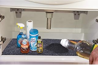 Under The Sink Mat for Cabinet,Drawer,Kitchen Tray Drip,Cabinet Liner,Absorbent Fabric Layer,Anti-Slip Waterproof Layer,Reusable,Washable (30inches x 24inches) Dark Grey