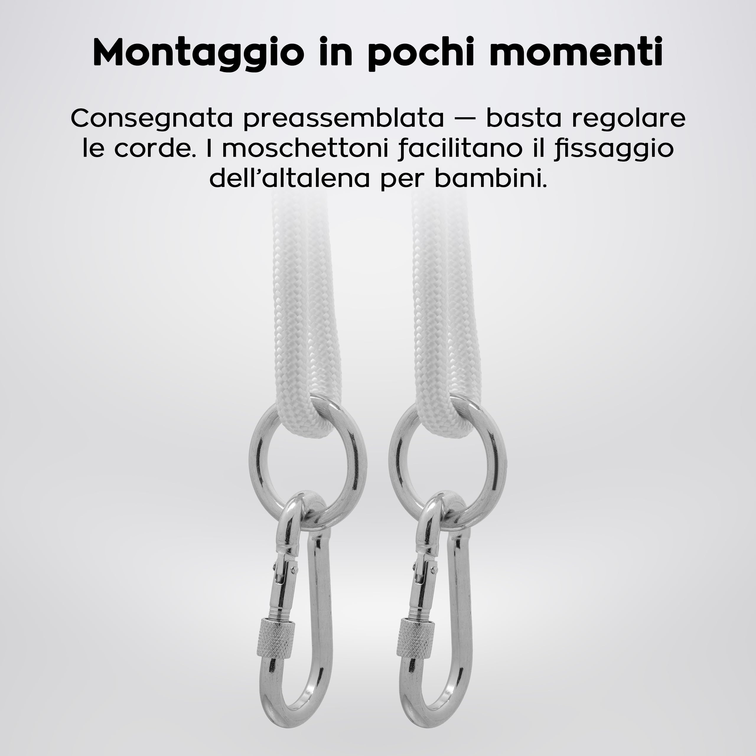 Tulano Hop 30 Altalena per bambini 6-36 mesi - Per interno ed esterno - Con cintura di sicurezza e cuscino - In legno e cotone - Facile da installare - Resistente fino a 36 kg – Grigio