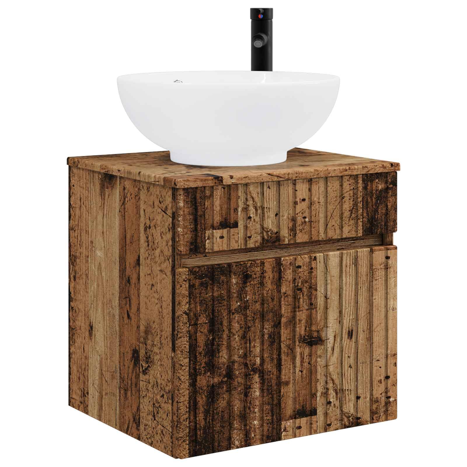 Vidaxl Oldwood Wall-Mounted Sink Vanity Old Wood 49 X 44.5 X 66.5 Cm,