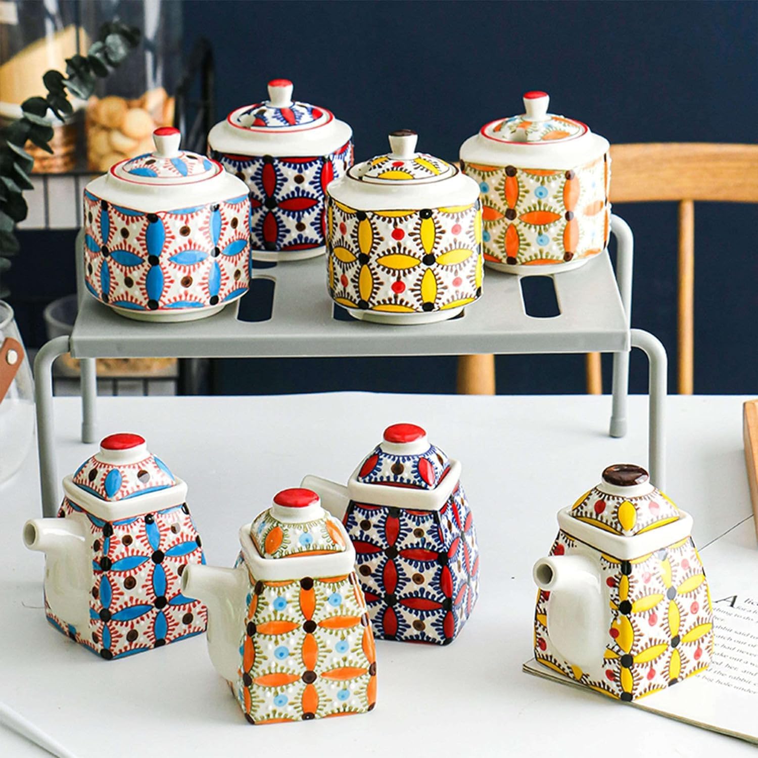 Sugar bowlCreamer and Sugar Sets Cream and Sugar Pot Creamer Jug Sugar Jar Coffee Serving Set Cream Pitcher -Yellow-Milk Jug,Oranje