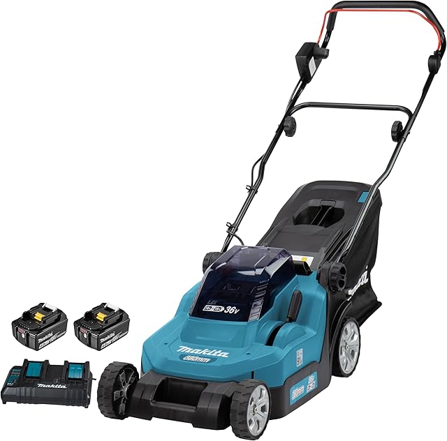 Makita Makita DLM382PM2 Cordless Lawnmower 2 x 18 V / 4.0 Ah, 2 Akkus + Doppellader, 36V — Rasenmäher