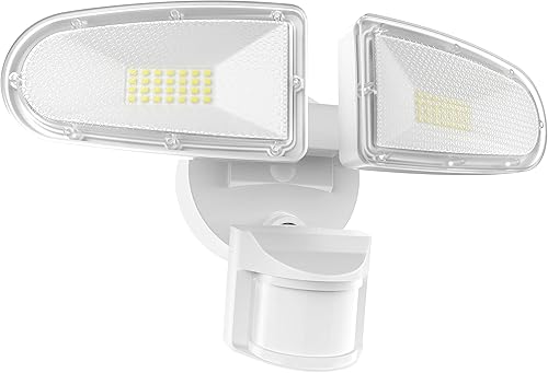 JJC Luces LED de seguridad de 3700 lúmenes, 32 W, luz de inundación con sensor de movimiento, sensor de movimiento LED, lámpara para exteriores,