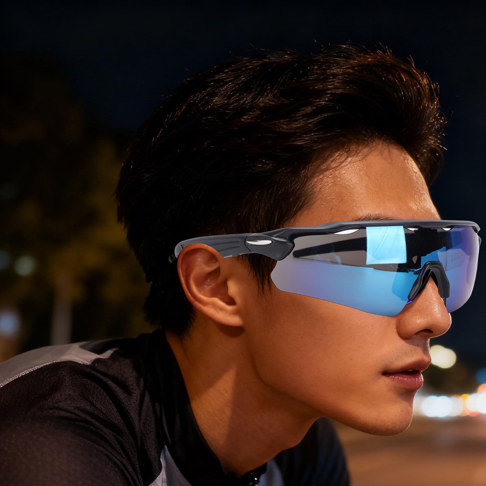 Topiky Lunettes de Soleil Intelligentes de Sport, Lunettes de Cyclisme Bluetooth avec Verres Polarisés, Haut-parleurs de Musique à Oreille Ouverte, de Sport Coupe-Vent,