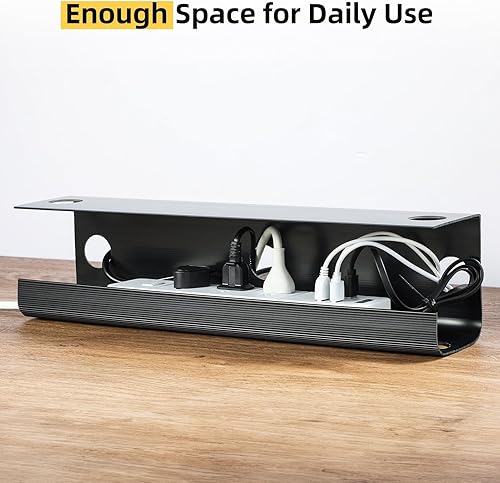 Miniatura 4 de Yecaye Paquete de 2 organizadores de cables debajo del escritorio, bandeja de gestión de cables de 31.5 pulgadas debajo del escritorio, organizador