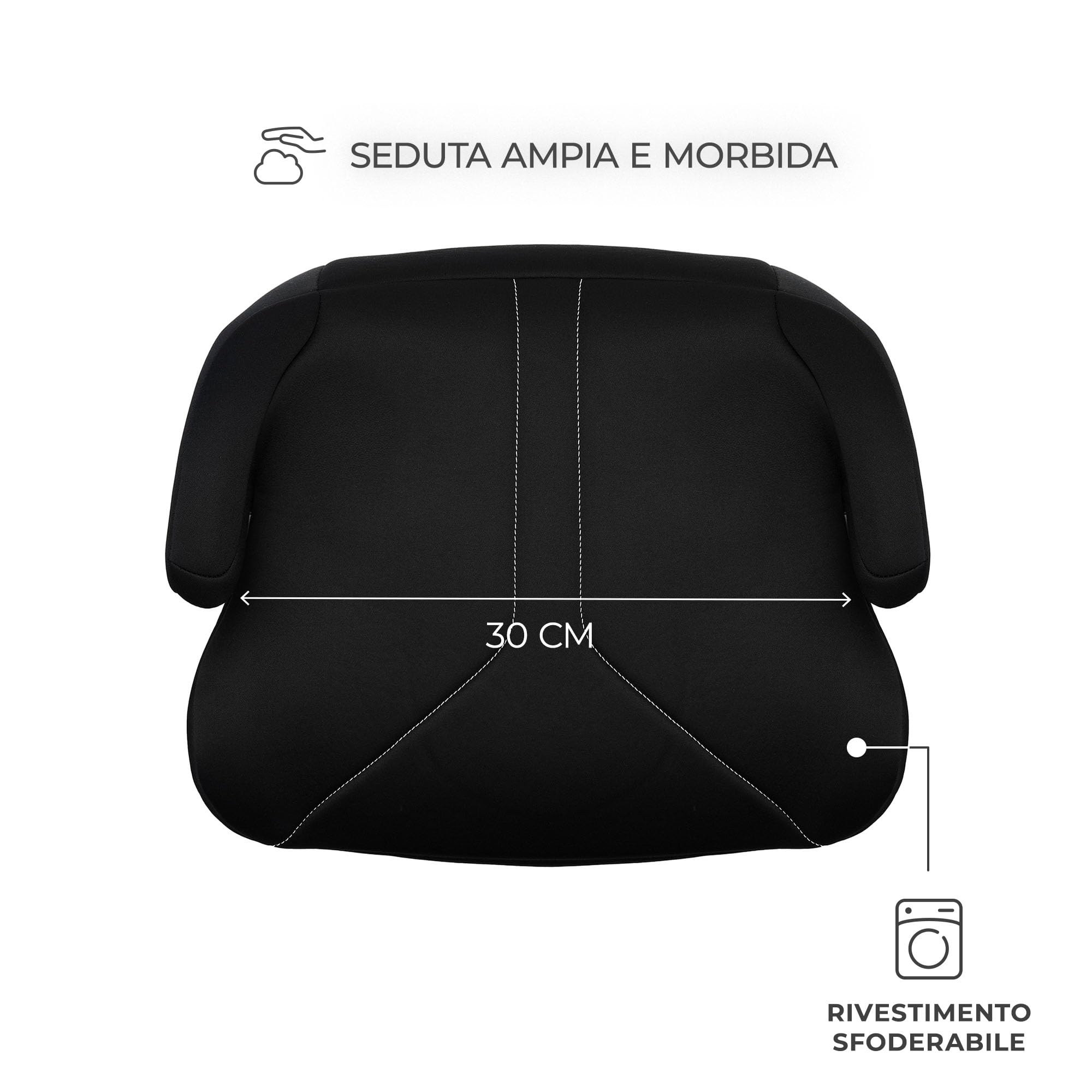 Kinderkraft I-BOOST 2 I-SIZE, Seggiolino auto, 125-150 cm, Seggiolino per Bambini, Seggiolino rialzato per Bambini dai 6 ai 12 Anni, facile da Montare, postura Ergonomica, Schiuma extra, Nero