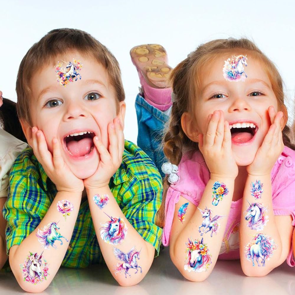 30 Tatuajes Temporales De Unicornio Para Niñas – Fáciles De Aplicar, Hipoalergénicos Y Duraderos Para Fiestas