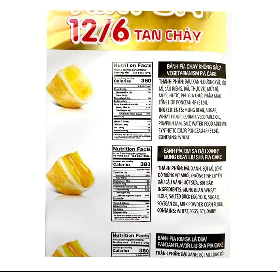 Generic 1 Pack - Six Assorted Flavor Mini Creamy Custard Hopia Cake With Melted Salted Egg Yolk - Banh Pia Kim Sa Trung Muoi 6 Vi - 12 Mini Cakes per Bag