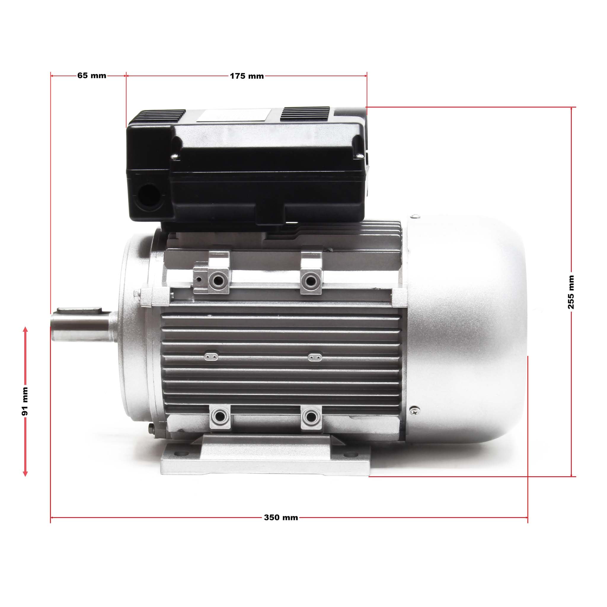 Wiltec Motor eléctrico 230 V 1,5 kW (2 CV), monofásico 2 polos, motor con condensador de arranque 2850 rpm bobinado de aluminio