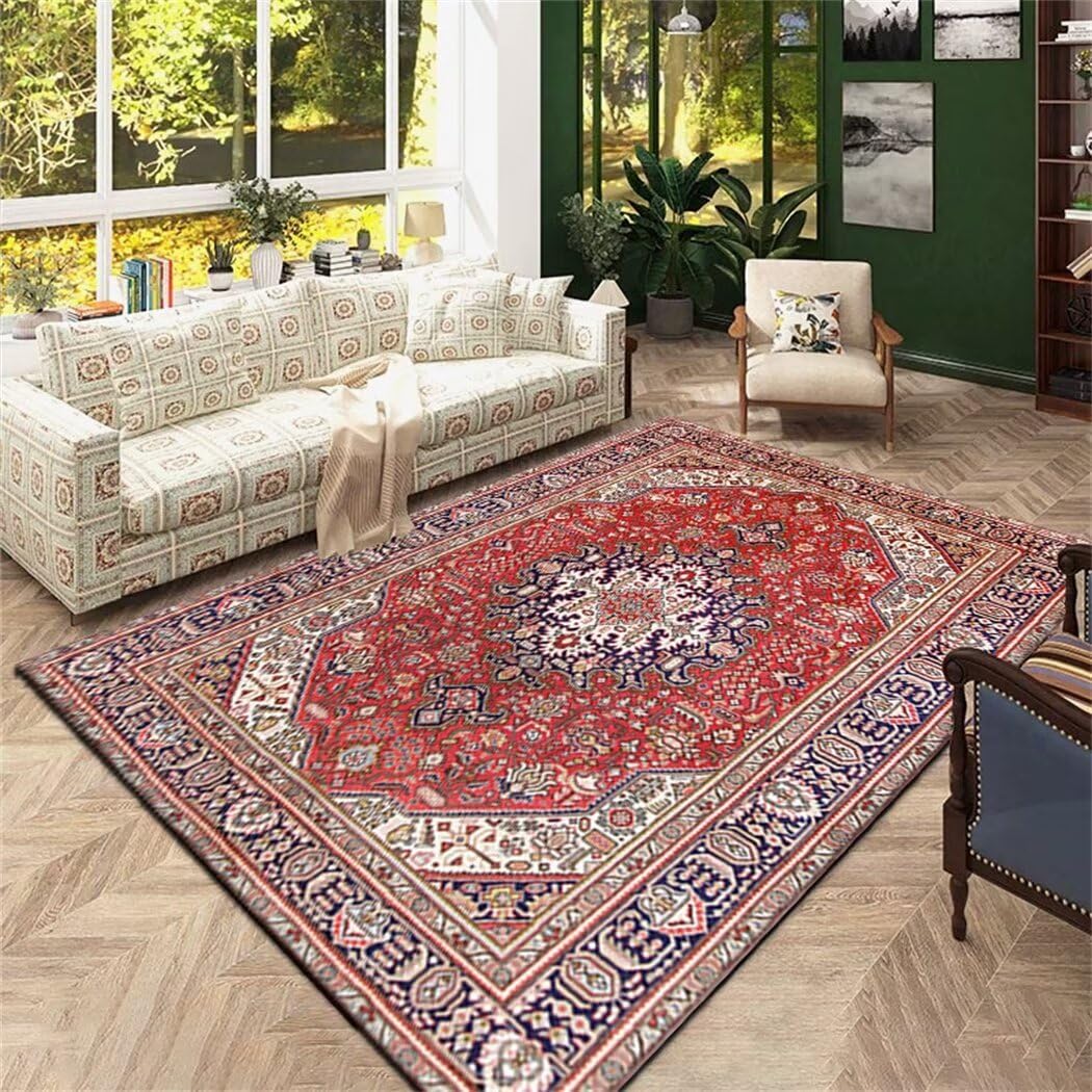 Tapis enfant fille floral flou rouge pour créer un coin lecture cosy