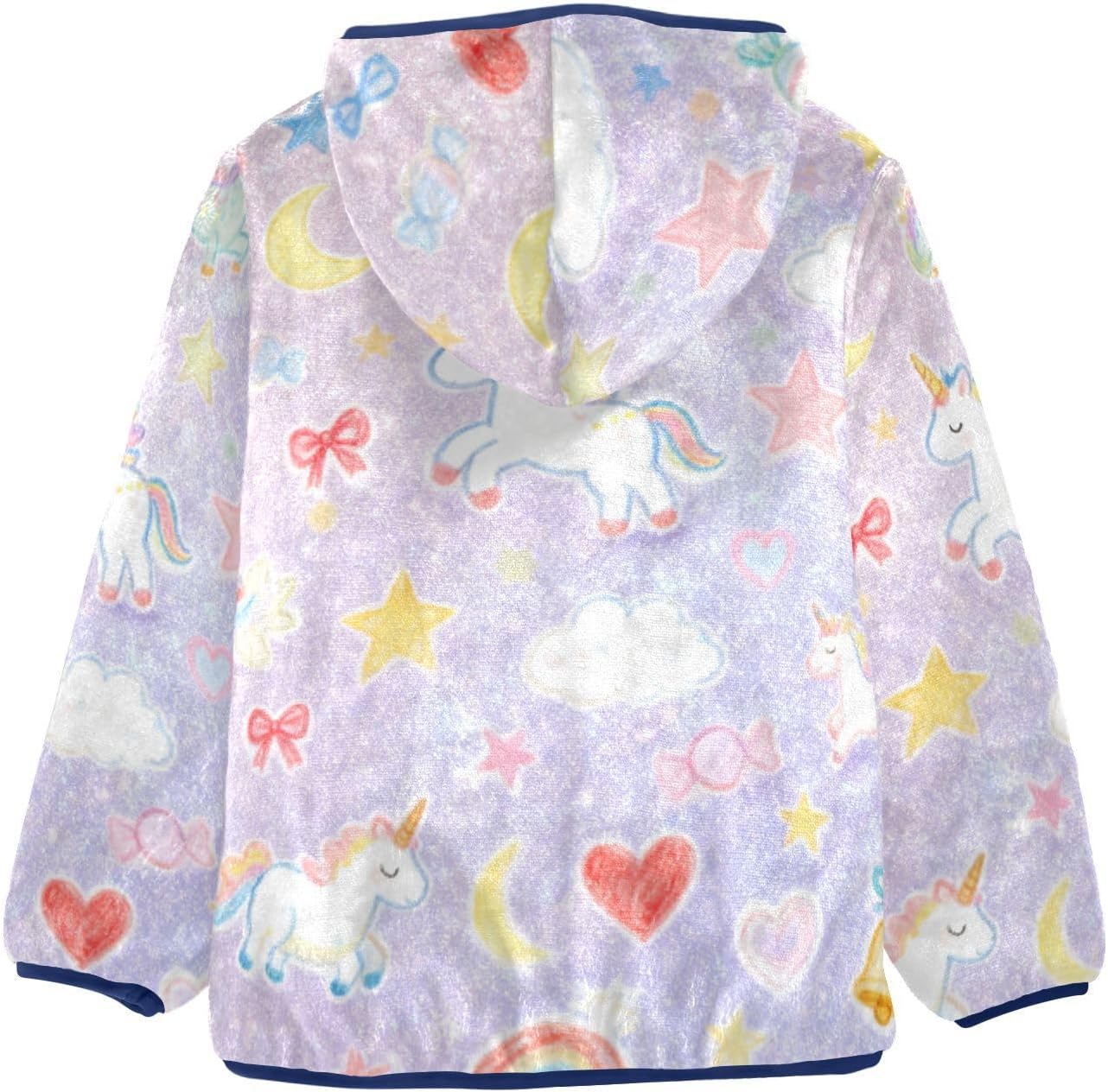 Cartoon Dreamy Purple unicorns Toddler Fleece Jacket Outerwear Jackets Navy Blue Baby Boys Hoodie