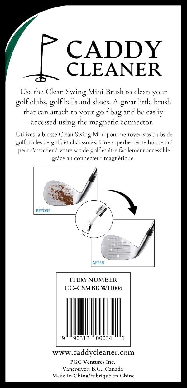 Clean Swing Mini Brush – Golf Club Cleaner with Magnetic Clip, Dual-Sided Brush | Golf Accessories for Men, Best Golf Gift | Caddy Cleaner - Eagle White by Caddy Cleaner - Image 3