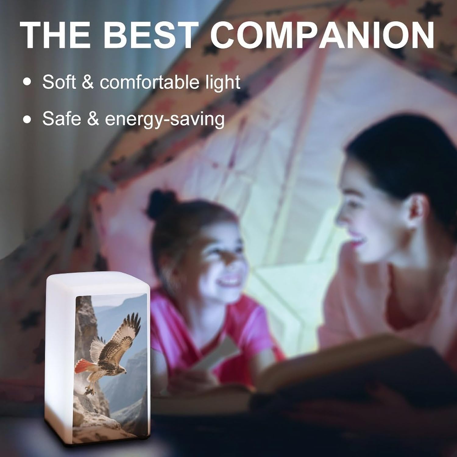 Dimmable Portable Desk Lamp Reading Table Lamp The Eagle in The Valley Bedside Night Light Battery Powered for Home Office Gift