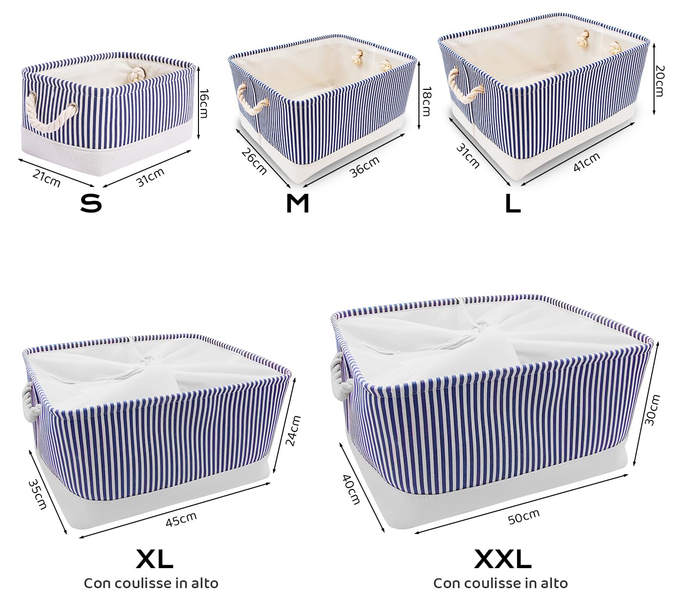 UBBCARE Cestini portaoggetti per mensole, 38 x 25 x 22,4 cm, cestini più grandi per organizzare, cesto in corda di cotone morbido, cesto per giocattoli, mensole cubiche, armadi, 3 pezzi, bianco