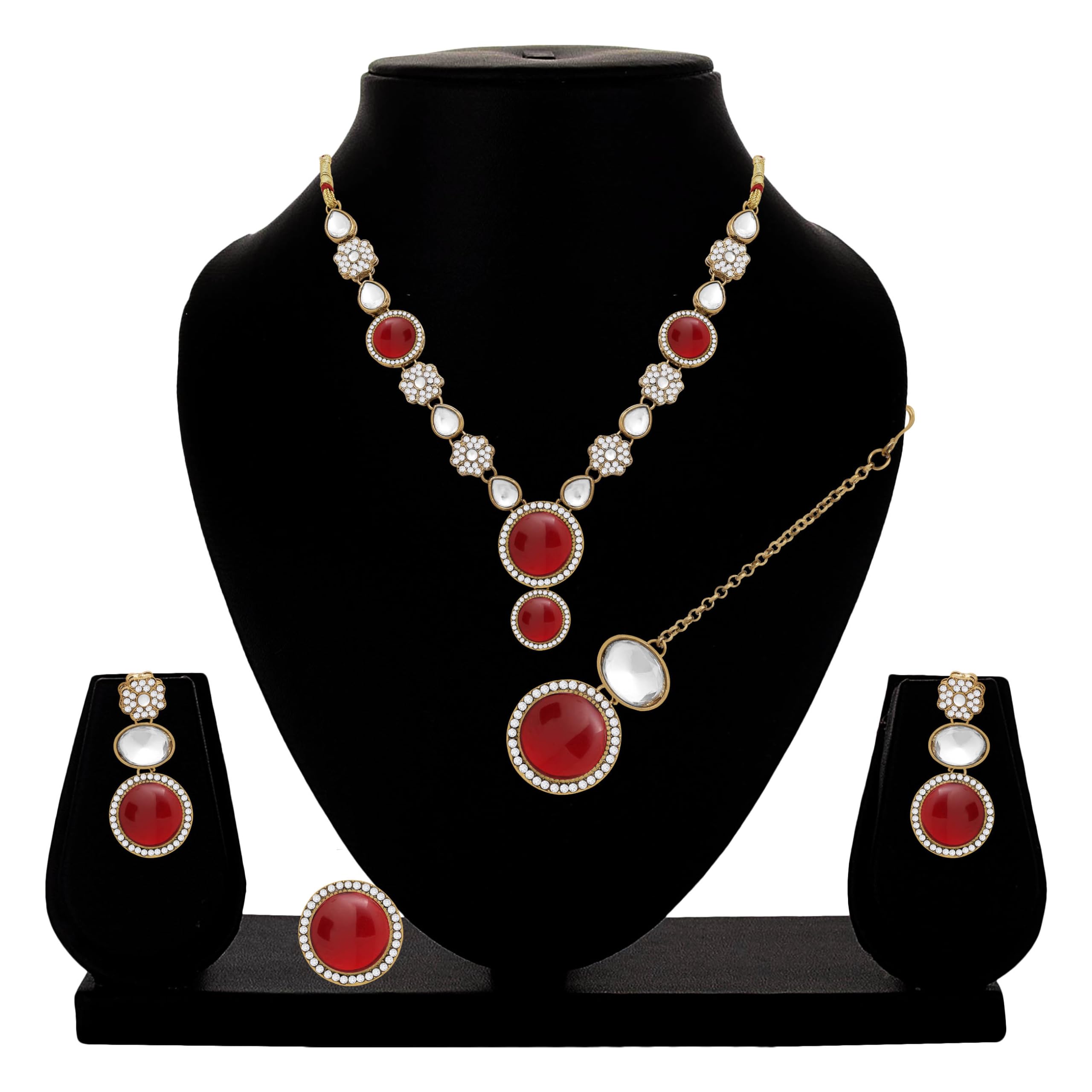 Samyuktha Floral Delight okrągły naszyjnik choker zestaw (kasztanowy), metal, bez kamienia szlachetnego, Metal, Bez kamieni szlachetnych