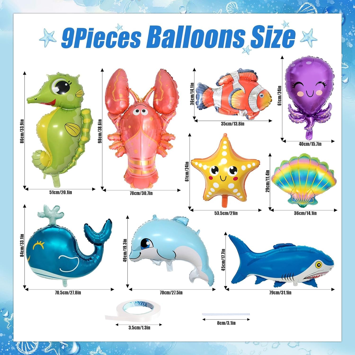 20er-Set Meerestier-Folienballons Für Kindergeburtstage – Bunte Fisch-, Hai- & Wal-Ballons | Partydeko Unterwasserthema