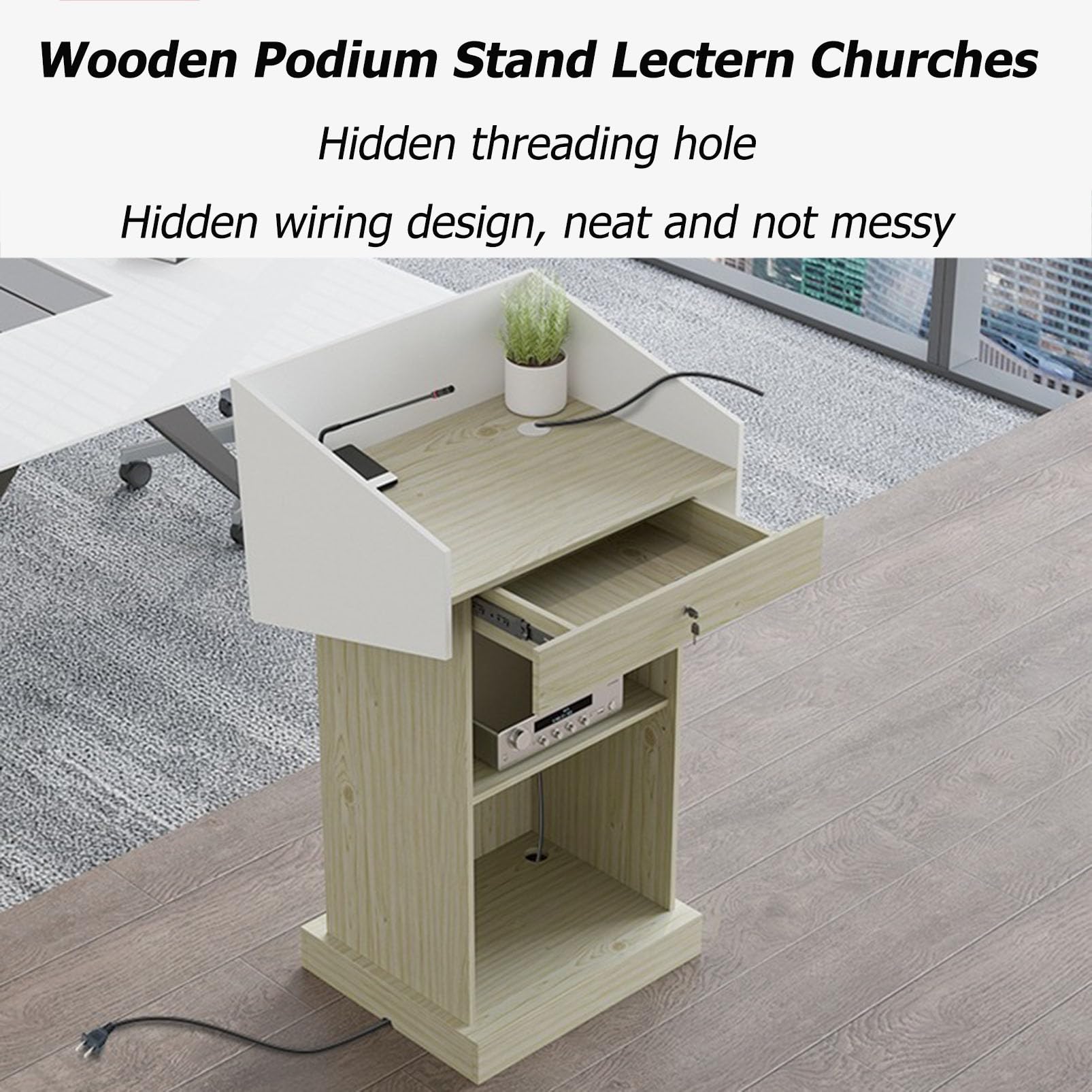 Podium professionnel en bois polyvalent pour présentations, services d'église, événements scolaires et restaurants, design élégant pour toutes les occasions et fonctions
