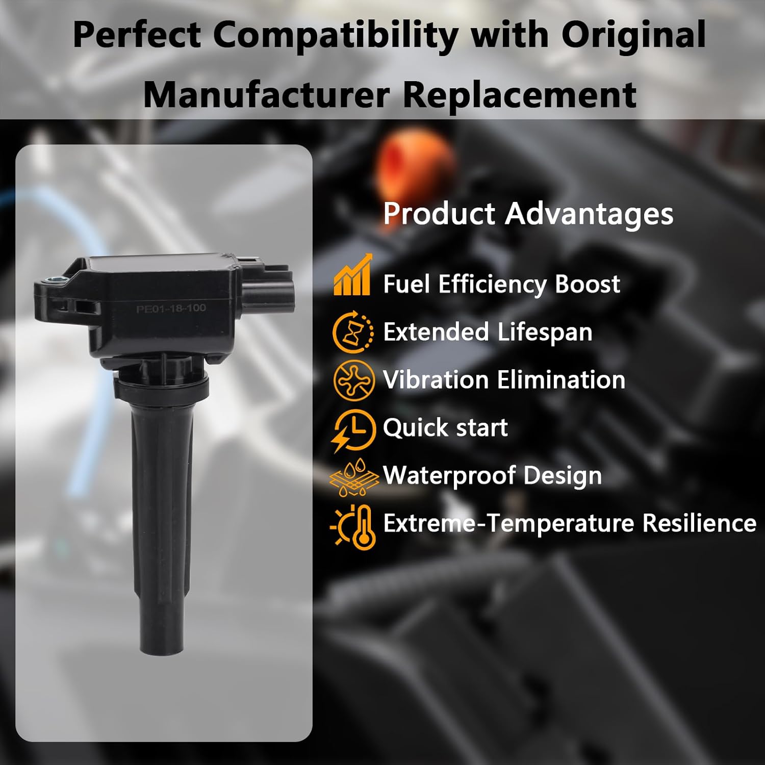 UF822 OEM Ignition Coil - Compatible with 2016 Scion iA,2019 Toyota Yaris, Yaris iA 2017-2018 - 1.4L L4 - Replaces # ‎PE2018100 UF656 PE0118100A