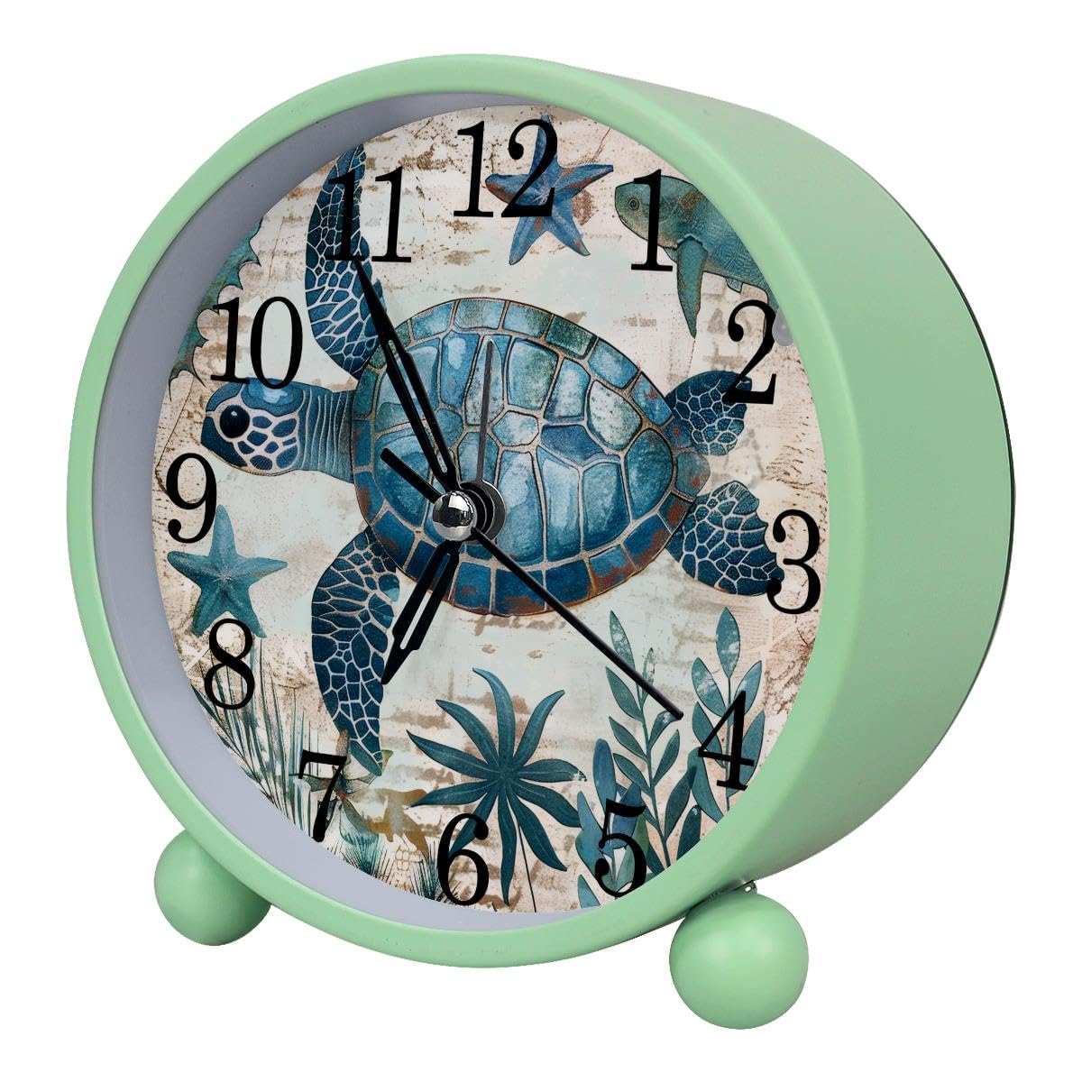 Alarm Clock Turtle Ocean Creature, Silent Non-Ticking with Night Light