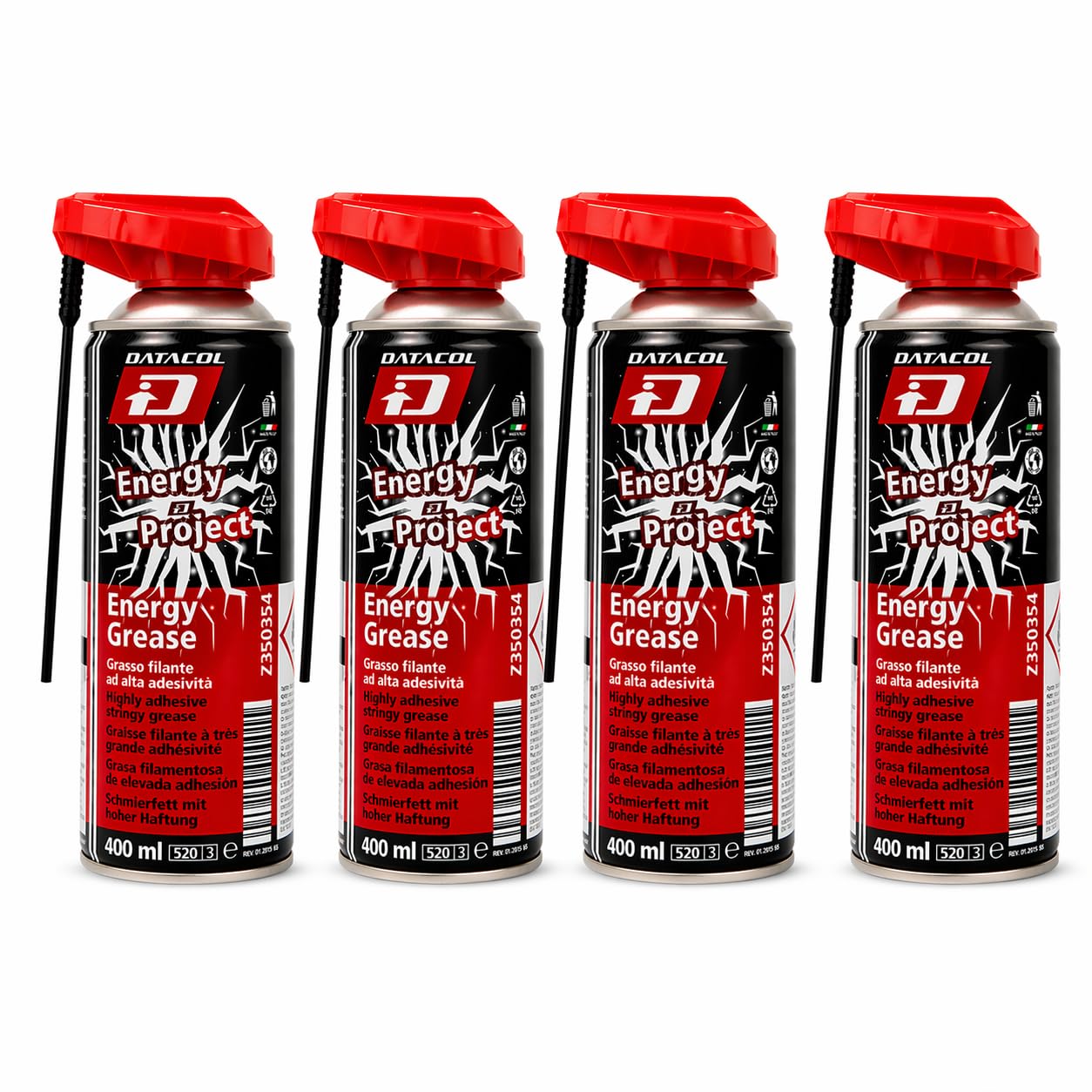 Datacol Grasa en spray adhesiva alta temperatura 400 ml, lubricante para cadena, engranajes y maquinaria, alta resistencia y adherencia profesional (4)