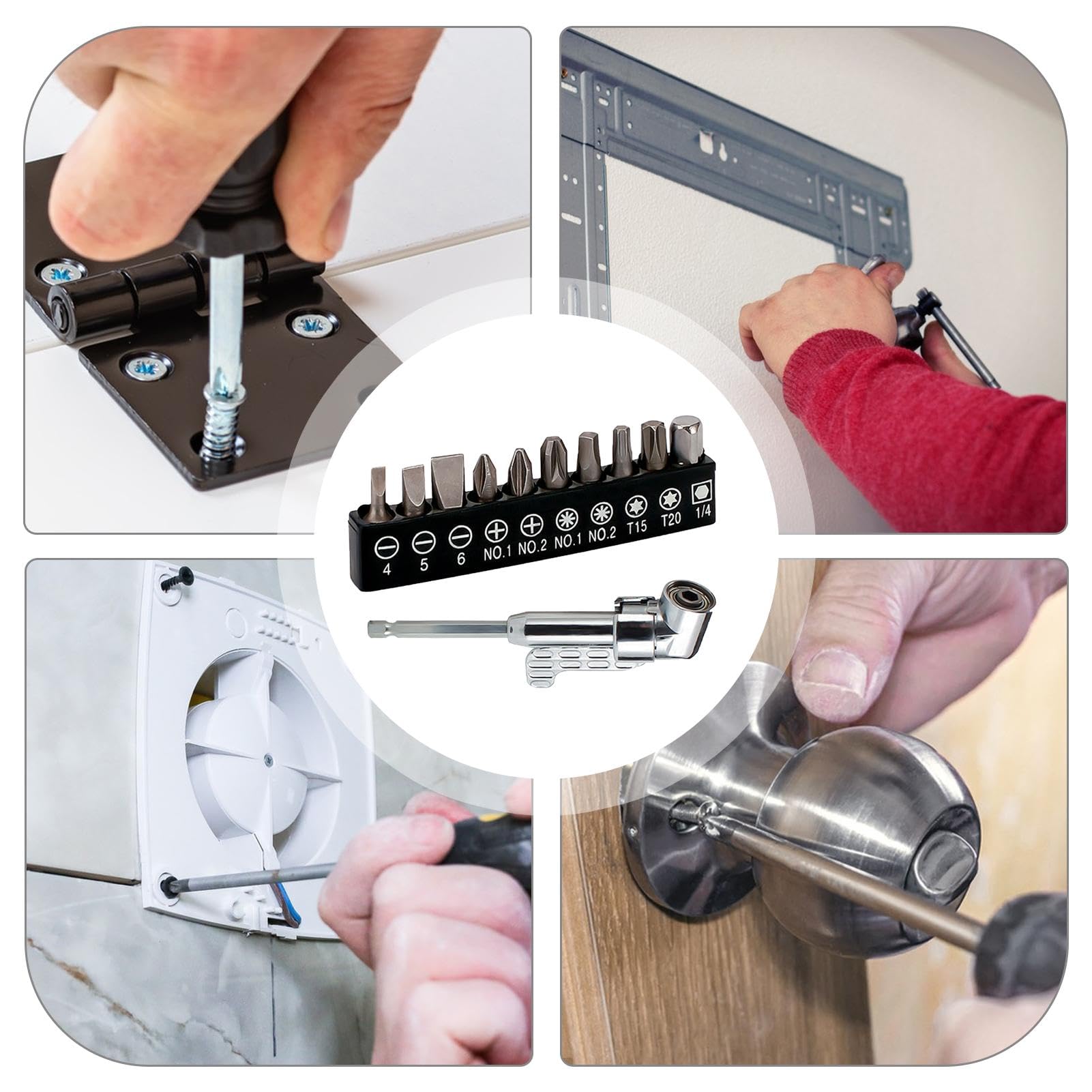 Cacciavite ad angolo retto, kit set di cacciaviti, Punta da trapano quadrata con attacco per trapano ad angolo retto, Utensili elettrici multifunzionali, attacchi per trapano per viti elicoidali, trap