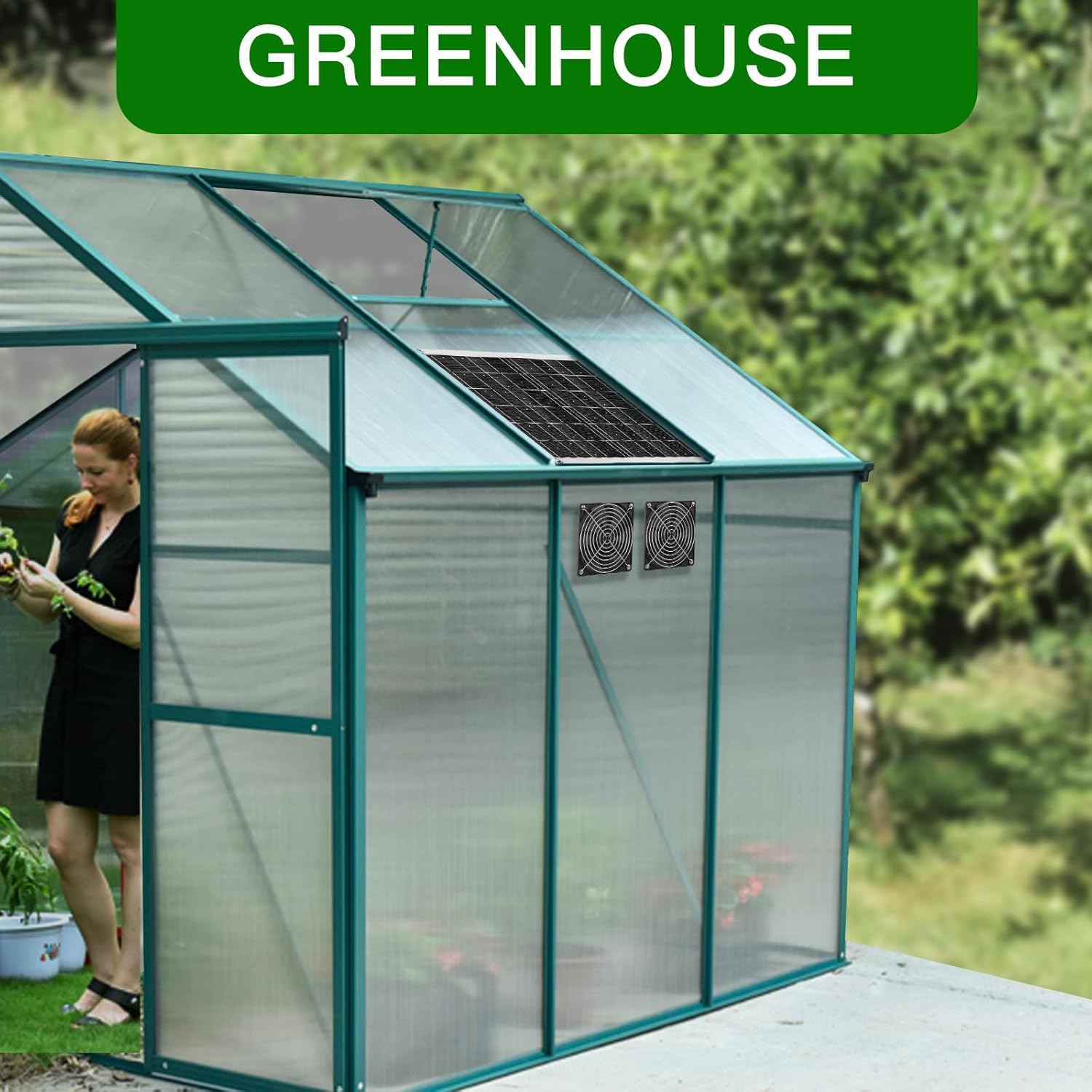 Solar Fan, 15W Solar Panel Fan with Two IP67 Waterproof Fan for Small Chicken Coops, Greenhouses, Sheds, Pet Houses, Intake or Exhaust air