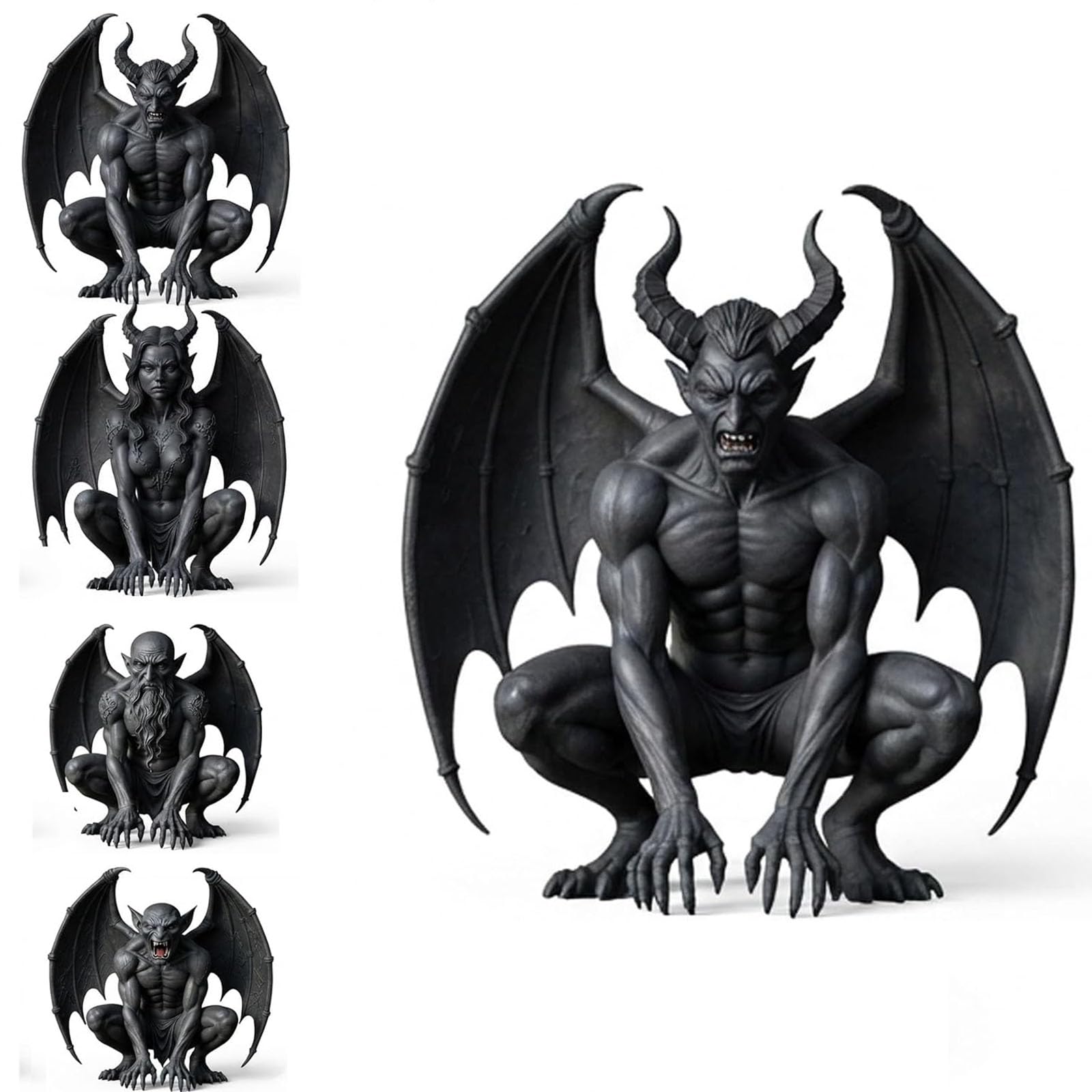 Gargoyle Shelf Decor,Gothic Dark Figure,Halloween Home Figurine (C#)