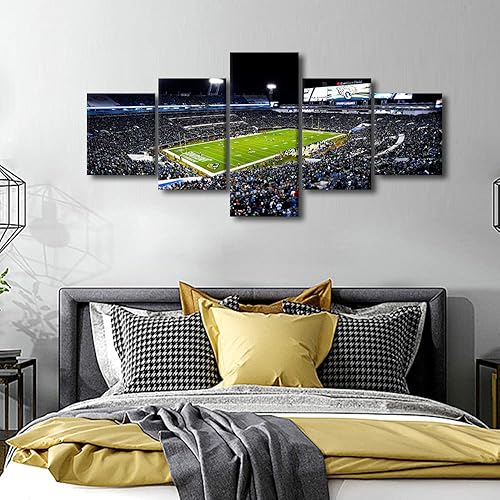 Vista 301 de Cuadros de estadios deportivos de fútbol americano de Minnesota, cuadros de vikingos, 5 paneles, lienzo para pared, arte de pared del estadio