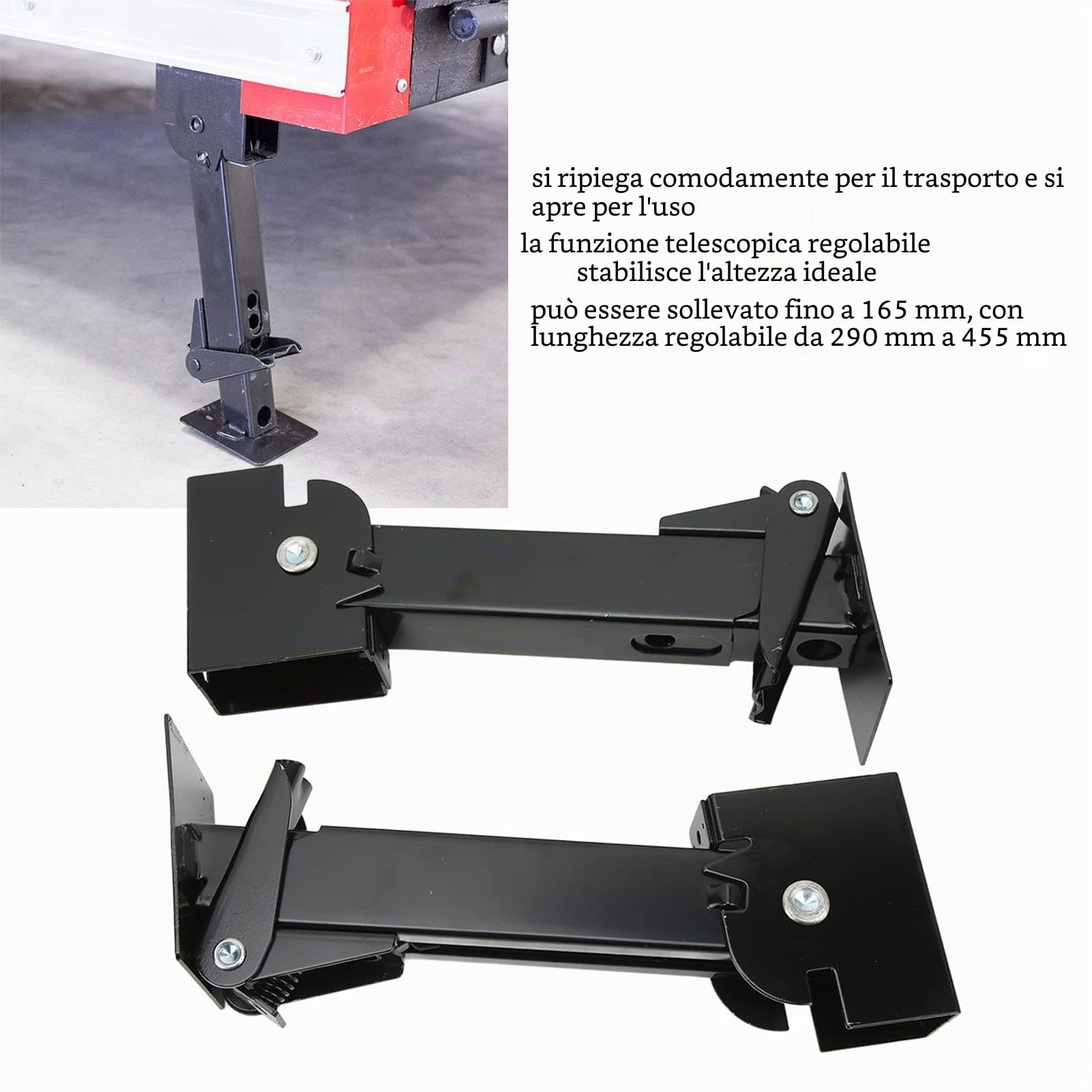 Stabilizzatori Camper, 2 Pezzi Martinetti Stabilizzatori per Telescopici Pieghevoli, Supporto da 650 Libbre, Capacità di Sollevamento di 1000 Libbre, Supporto Sollevamento