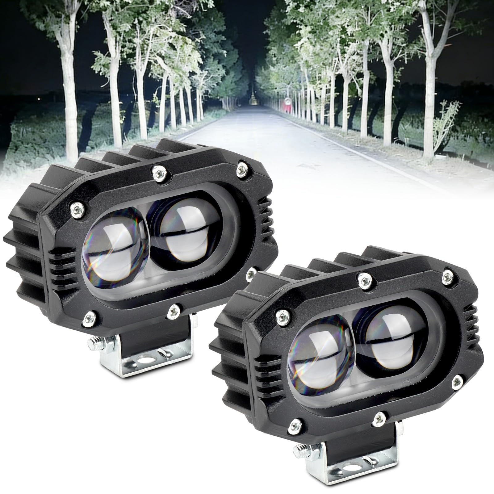 LIGBT 2 Stück 4 Zoll LED Arbeitsscheinwerfer 96W kaltweiß 6000K, 12V 24V Zusatzscheinwerfer Fernlicht, IP68 Rückfahrscheinwerfer für Offroad SUV LKW ATV UTV Traktor
