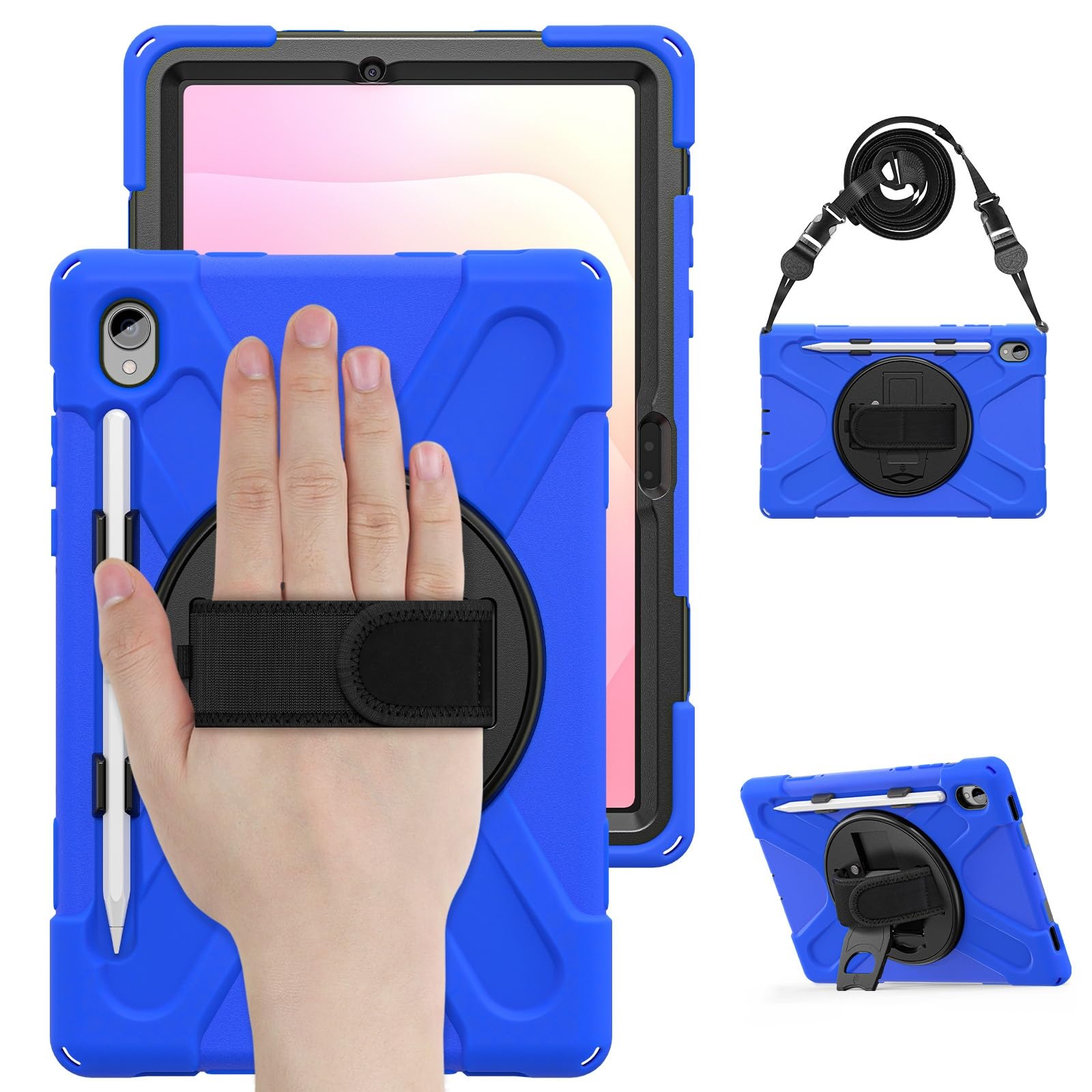Custodia for Samsung Galaxy Tab S11 2025 da 11 Pollici (SM-X736B/SM-X730), Custodia Robusta e Antiurto con Tracolla, Protettiva in Silicone for Bambini(Mavi)