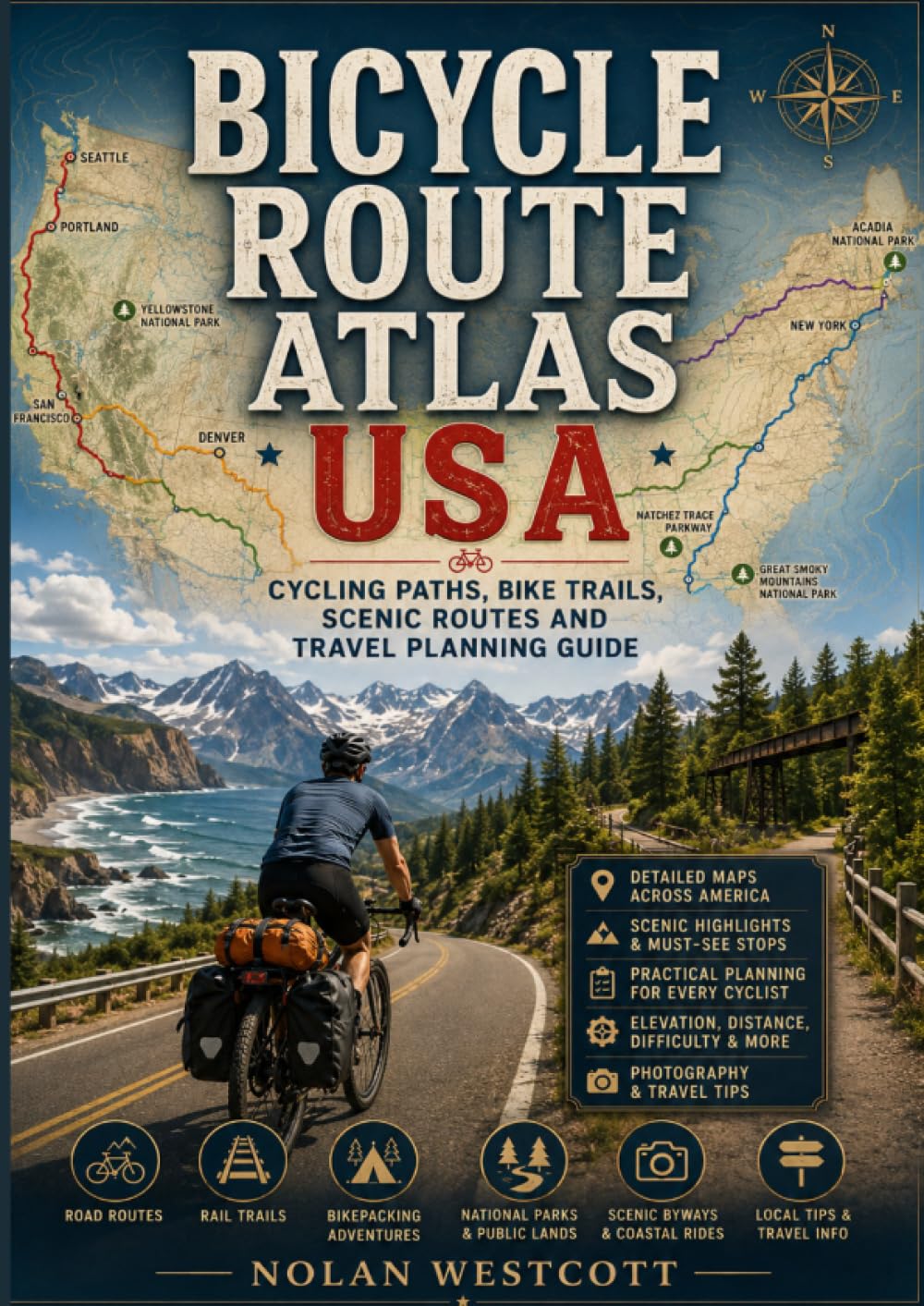 Bicycle Route Atlas USA: Cycling Paths, Bike Trails, Scenic Routes and Travel Planning Guide