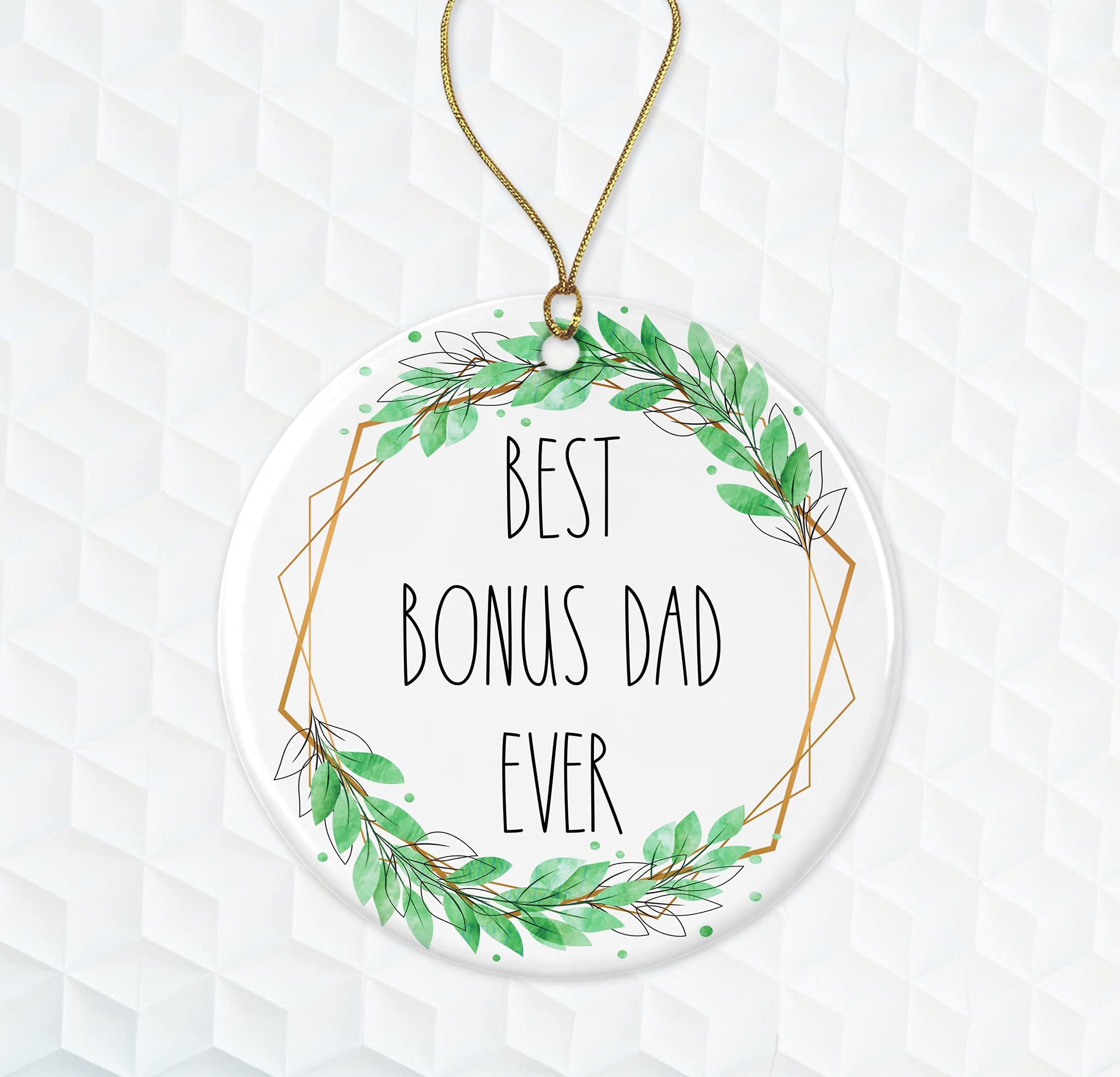 Best Bonus Dad Ever Ornament - Rae Dunn Ornament - Gift for Bonus Dad - Bonus Dad Christmas Ornament - Gift for Husband for Bonus Dad from Daughter Both Sides
