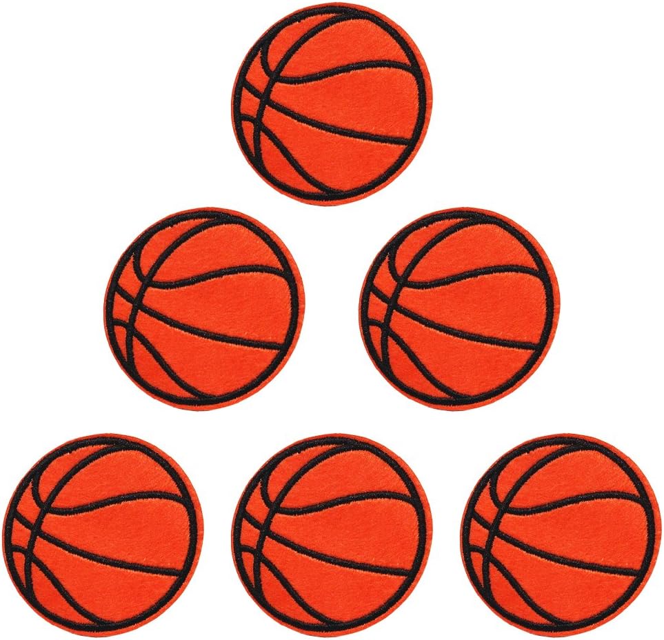 XUNHUI Basketball Embroidered Patches for Clothing Iron On Patches Ball Badge Stickers for Clothes DIY 5.8cm 5 Pieces