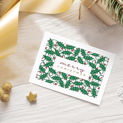 Miniatura 4 de Masterpiece Holly Berry - Tarjetas cortadas con láser de Feliz Navidad, juego de 10 tarjetas navideñas en caja con sobres a todo color a juego,