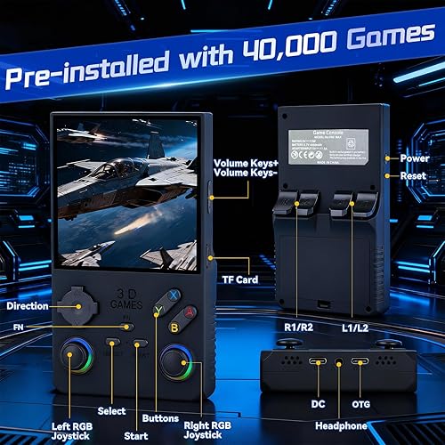 Miniatura 5 de Akaxi Consola de juegos portátil V40 Max mejorada 2025, pantalla IPS de 4 pulgadas, 40000 juegos precargados, 256 GB de almacenamiento, batería de