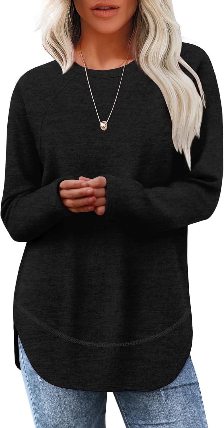 Sampeel Long Sleeve Shirts for Women Tunic Tops Loose Fit Dressy Crew Neck Pullover Basic Sweaters for Women 2025 - Image 2